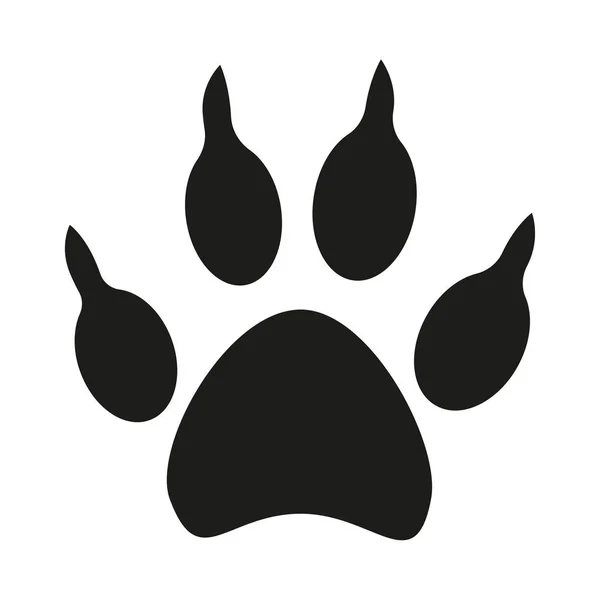Zwart-wit hond poot voetafdruk silhouet — Stockvector