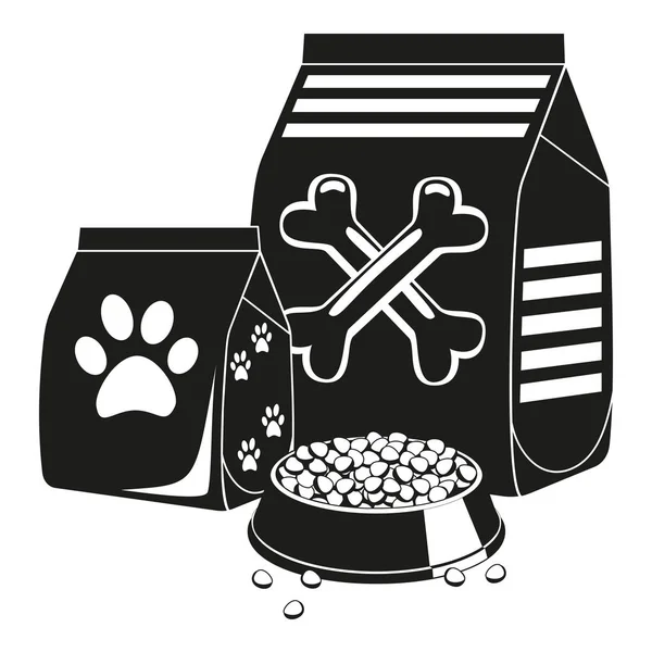 Black and white pet food silhouette — Stock Vector