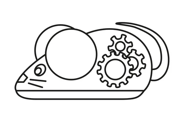 라인 아트 검정과 흰색 기계적인 마우스 — 스톡 벡터