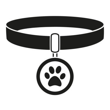 Siyah ve beyaz evde beslenen hayvan yaka siluet. Evcil hayvan için basit malzeme. Kedi ve Köpek Bakımı temalı vektör çizim simgesini, etiket, eklenti, etiket, rozet, sertifika veya hediye kartı dekorasyon için