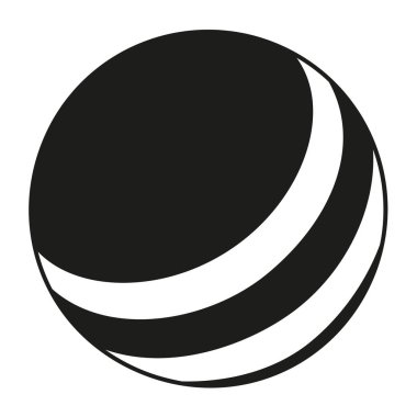 Siyah ve beyaz lastik top oyuncak siluet. Evcil hayvan için basit bir oyuncak. Evde beslenen hayvan kaygı temalı vektör çizim simgesini, etiket, eklenti, etiket, rozet, sertifika veya hediye kartı dekorasyon için