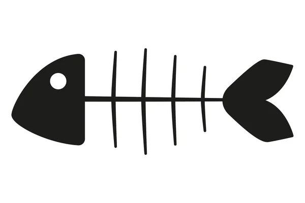 Black White Fish Skeleton Silhouette Simple Toy Domestic Animal Pet — Stock Vector