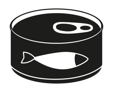 Siyah ve beyaz konserve balık siluet