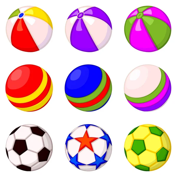 Colorful cartoon rubber ball set — Stock Vector