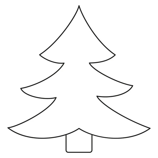 Line art black and white fir tree. — Stock Vector