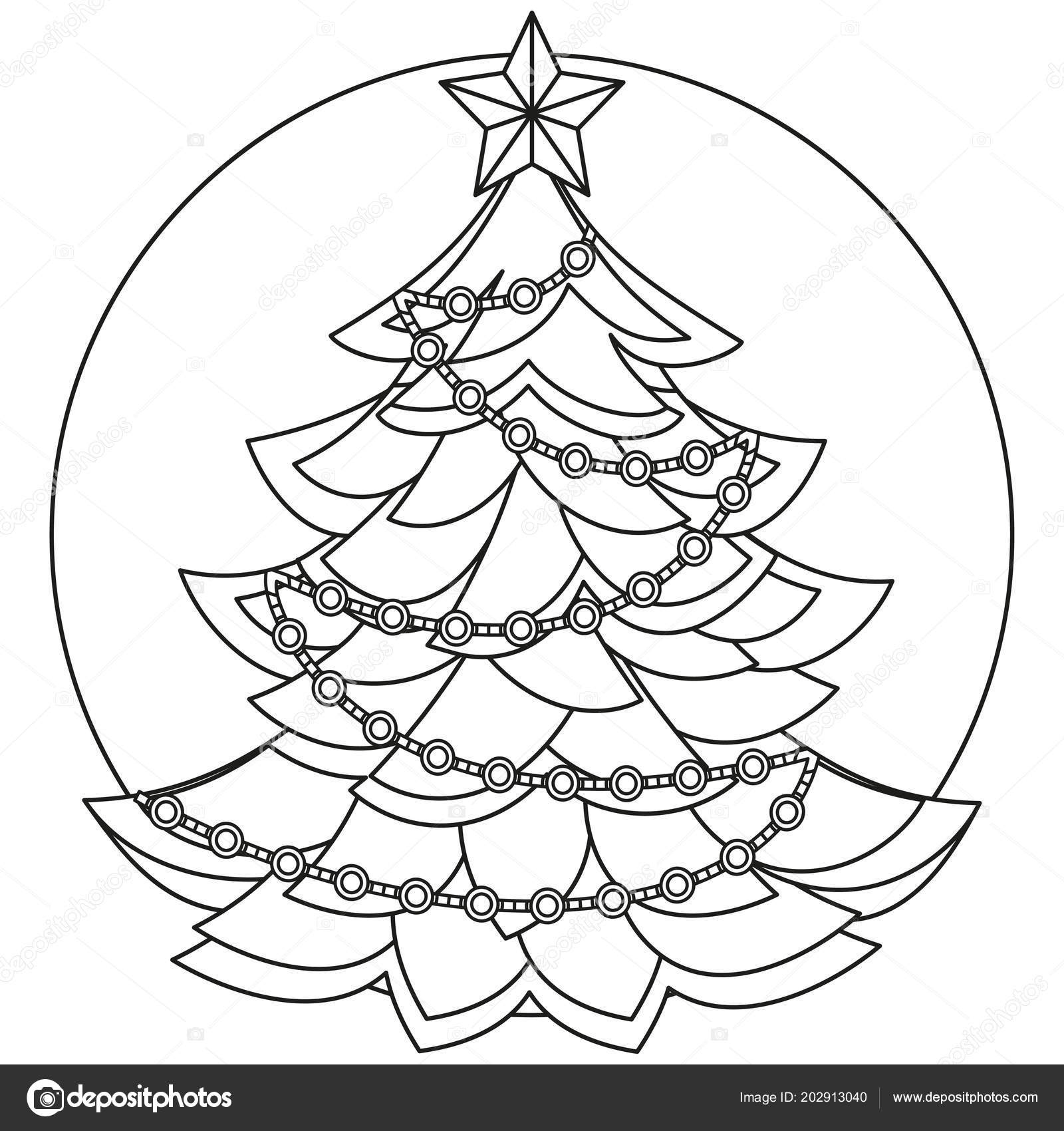 Line Art Black And White Christmas Tree Coloring Book Page Line Art Black And White Christmas Tree Coloring Book Page