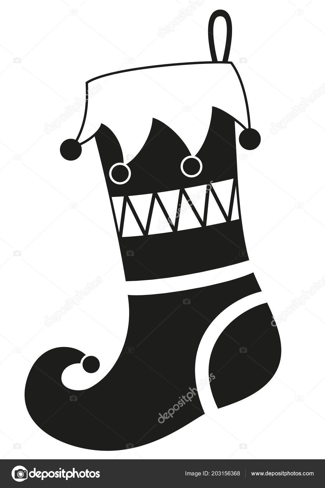 Black and white christmas stocking silhouette — Stockov½ vektor