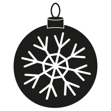 Siyah beyaz Noel top kar tanesi siluet