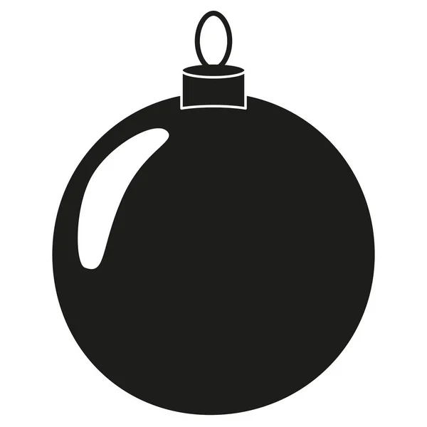 Schwarz-weiße Silhouette der Weihnachtskugel — Stockvektor