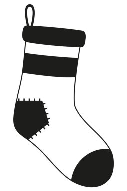 Siyah beyaz eski Noel çorap siluet