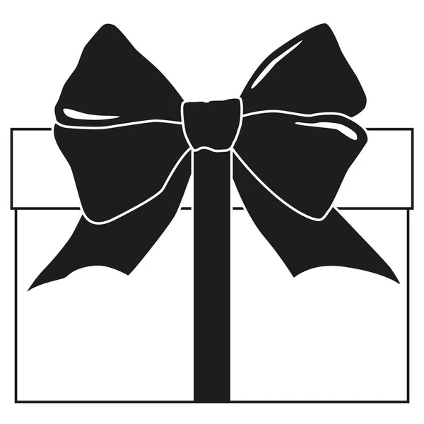 Siyah ve beyaz hediye kutusu siluet — Stok Vektör