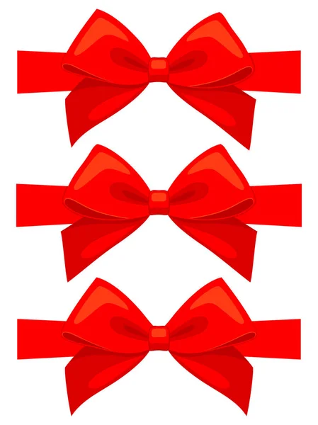 Färgglada Tecknad Röd Rosett Set Holiday Tema Vektorillustration För Ikonen — Stock vektor