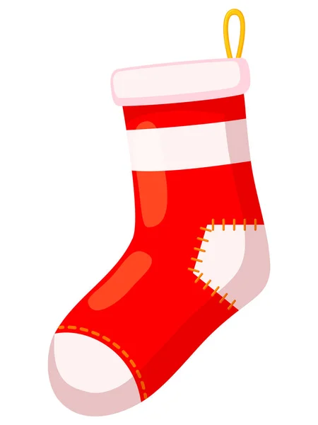 Colorato Cartone Animato Vecchia Calza Natale Illustrazione Vettoriale Tema Natalizio — Vettoriale Stock