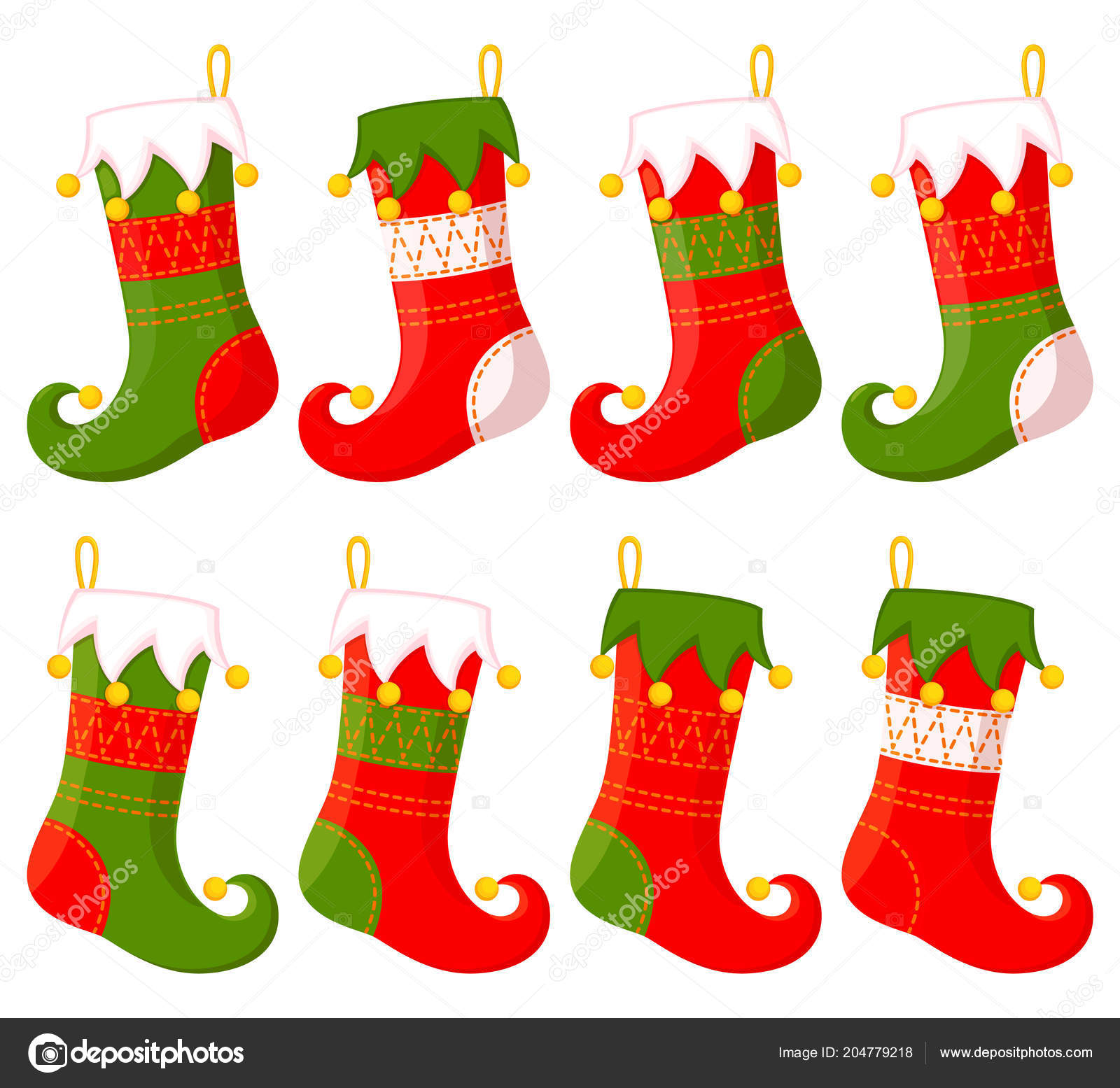 Colorido Conjunto Medias Navidad Dibujos Animados Ilustración Vectorial  Temática Vacaciones Vector de stock #204779218 de ©bessyana, image size:1600x1555