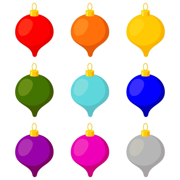 Bunte Cartoon Weihnachtsbaumschmuck Set — Stockvektor