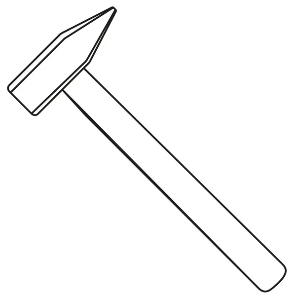 Line art black and white simple hammer — Stock Vector