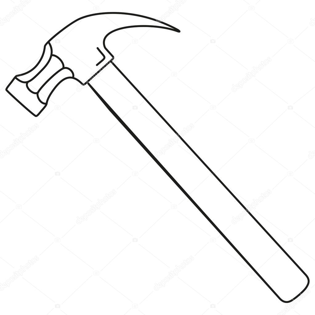Line art black and white claw hammer