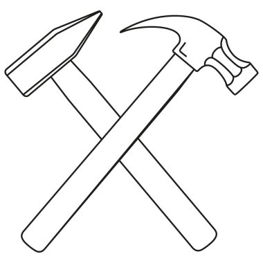 Hat sanat siyah beyaz çapraz çekici çekiç