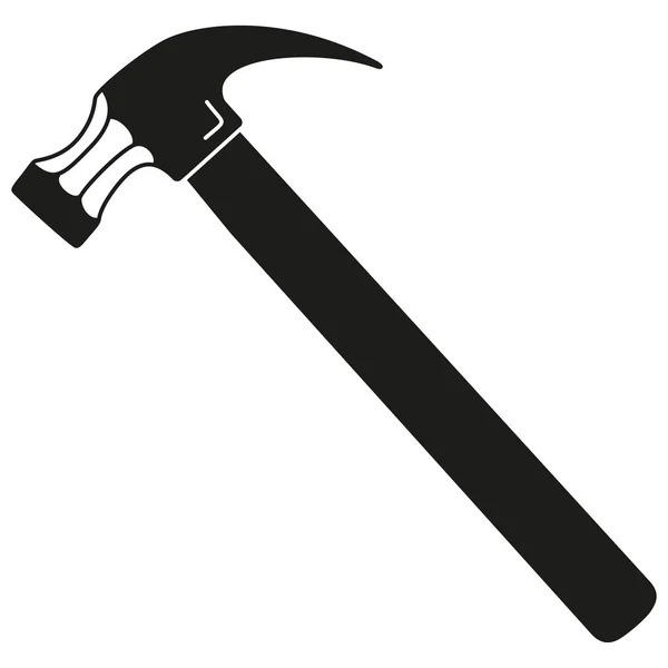 Silueta de martillo de garra blanco y negro — Vector de stock