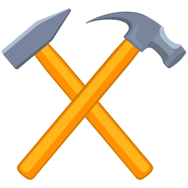 Colorful cartoon tow crossed hammers — Stock Illustration Colorful cartoon tow crossed hammers Royalty Free Stock Vectors