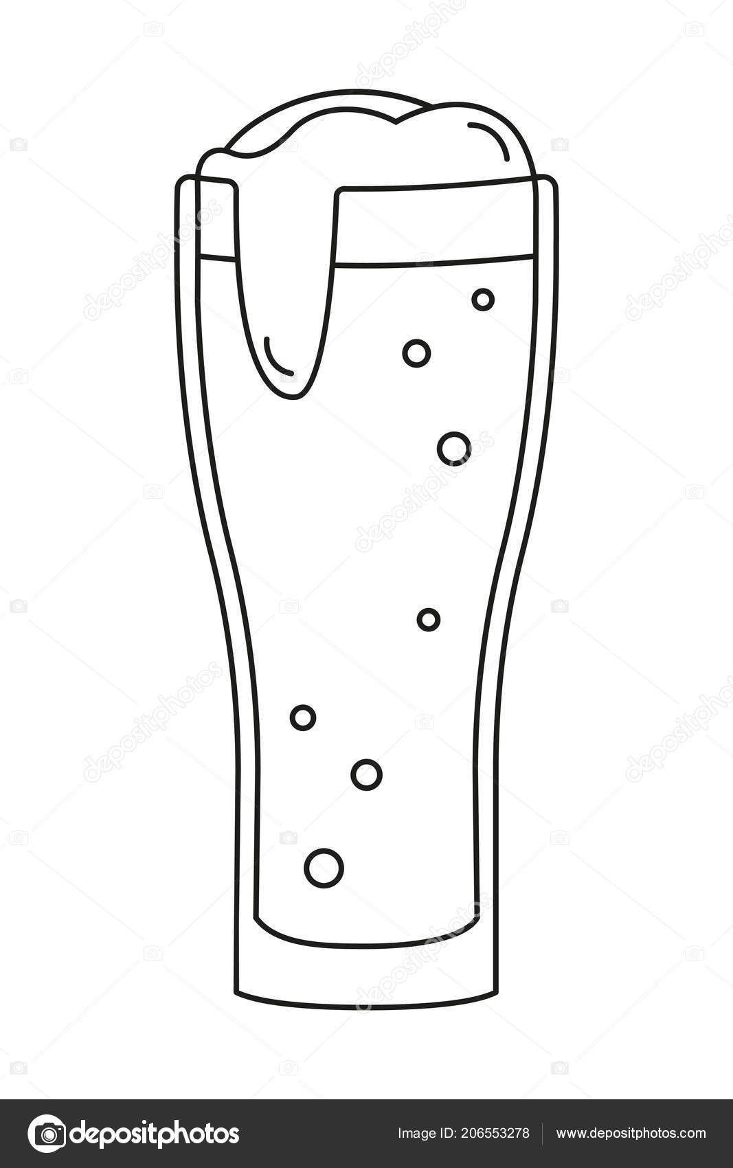 Line Art Black And White Beer Glass Stock Vector Bessyana 206553278