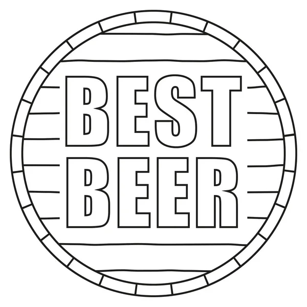 线条艺术黑白最佳啤酒文本在桶上 — 图库矢量图片