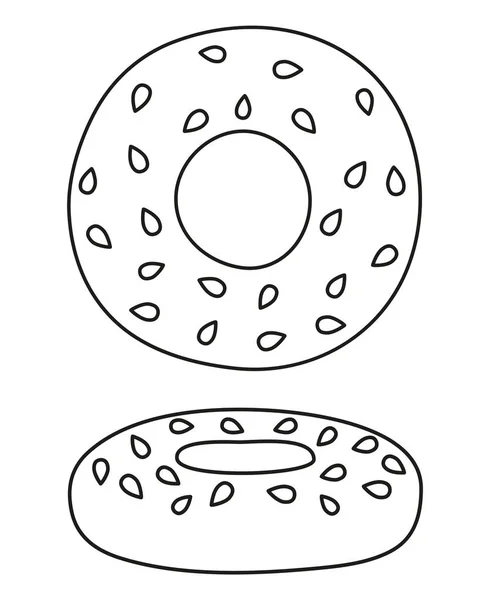 Línea de arte bagel alemán en blanco y negro — Archivo Imágenes Vectoriales