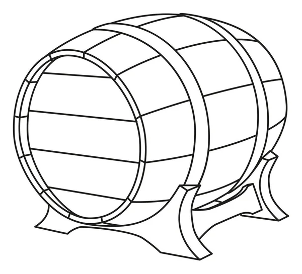 ライン アート黒と白ビール樽 — ストックベクタ
