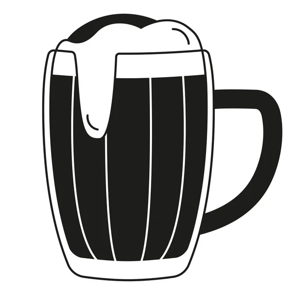 Tazza di birra in bianco e nero silhouette — Vettoriale Stock