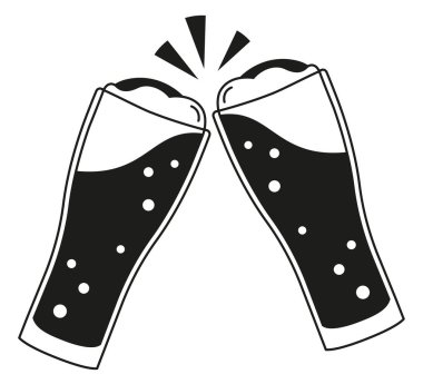 Siyah ve beyaz iki bira gözlük siluet