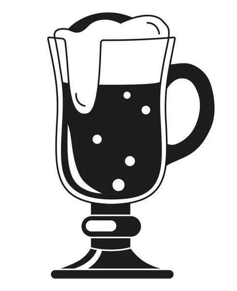 Czarno-białe piwo fantazyjne szkło sylwetka — Wektor stockowy