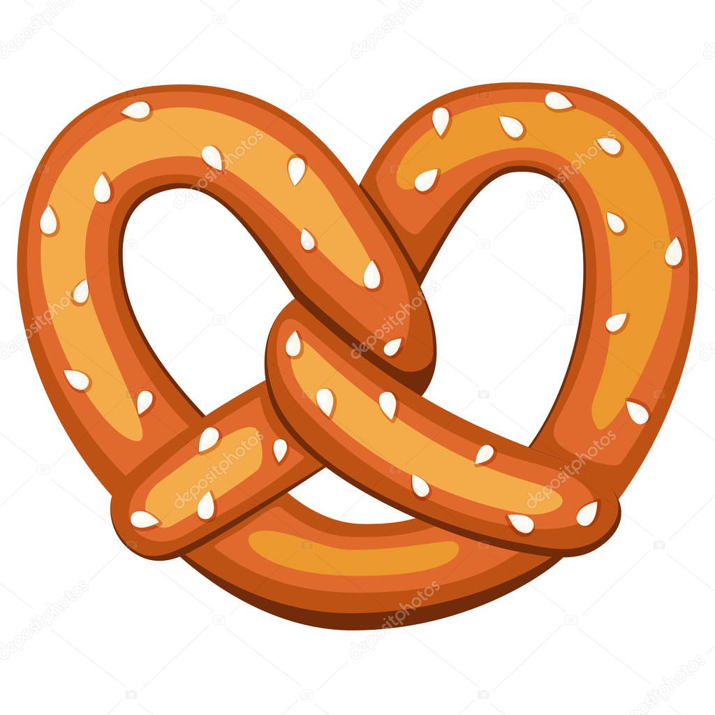 Colorful cartoon pretzel with sesame seed