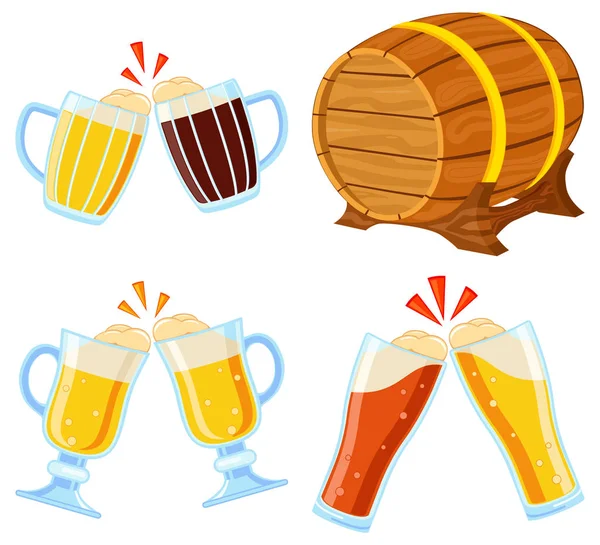 Set di birre colorate per cartoni animati — Vettoriale Stock