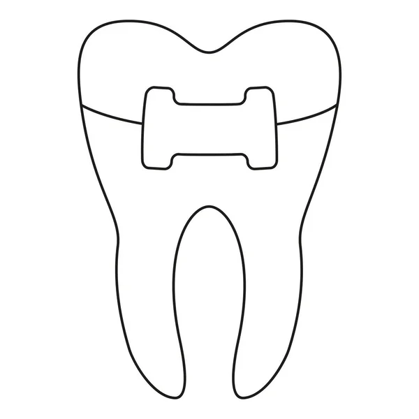 Linha de arte preto e branco dente saudável em cinta —  Vetores de Stock