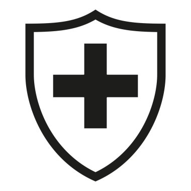 Tıbbi çapraz siluet siyah ve beyaz kalkan