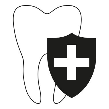 Siyah ve beyaz kalkan diş siluet koruma