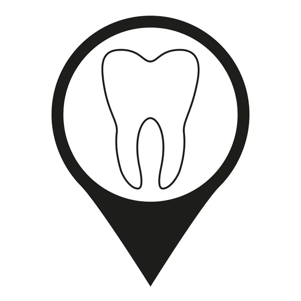 Siyah Beyaz Diş Kliniği Harita Işareti Siluet Stomatology Hizmet Işaretçi — Stok Vektör