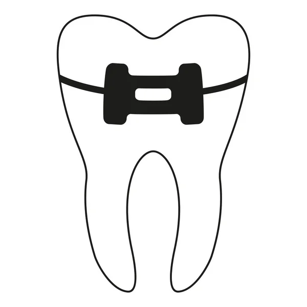 Dente saudável preto e branco em silhueta de cinta —  Vetores de Stock