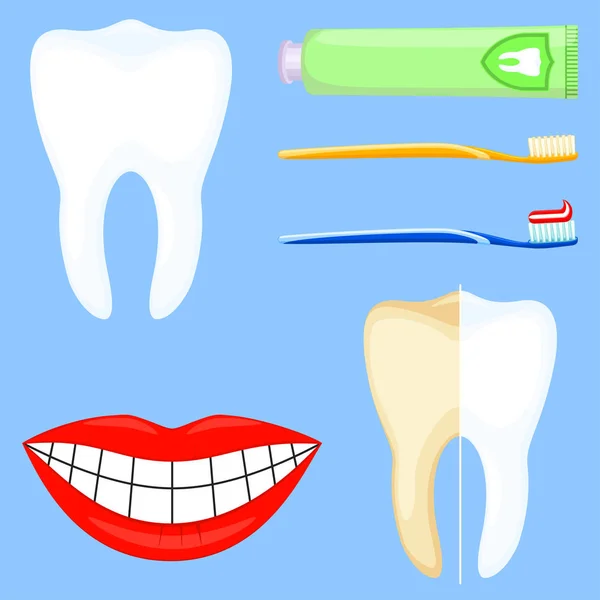 Барвистий мультиплікаційний набір для чищення зубів — стоковий вектор