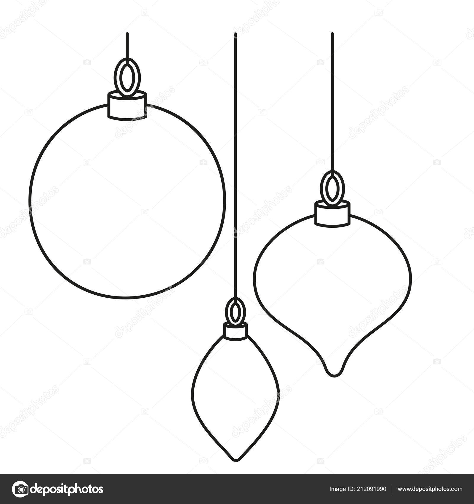 Line Art Black White Christmas Tree Decorations Stock Vector Line Art Black White Christmas Tree