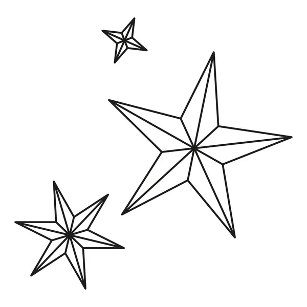 Line art black white christmas stars — Stock Vector