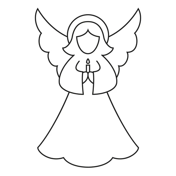 Línea de arte blanco y negro ángel de Navidad — Vector de stock