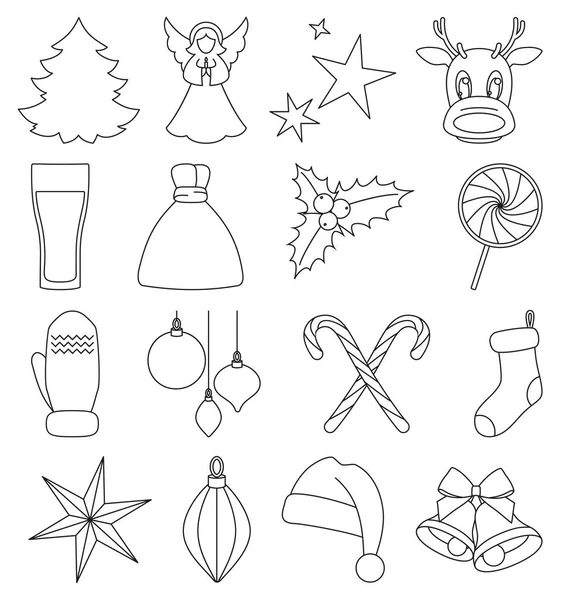 Sanat siyah ve beyaz Noel öğeleri satır