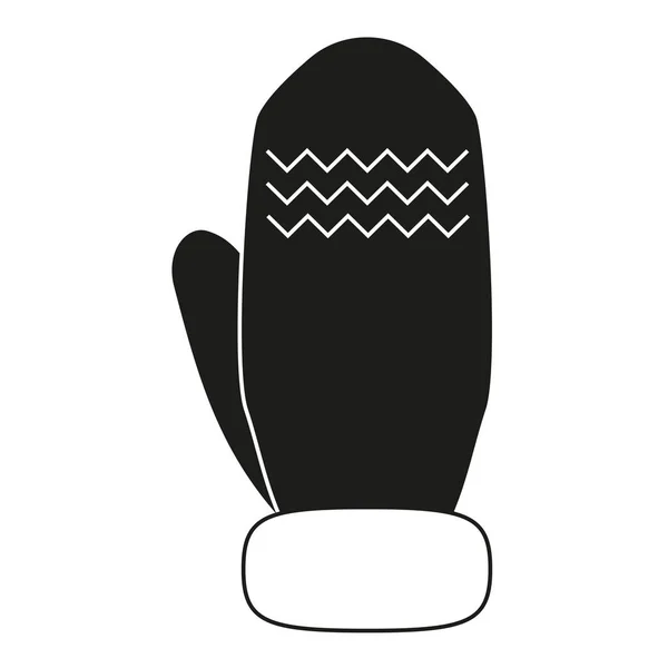 Siyah ve beyaz kış eldiven siluet — Stok Vektör