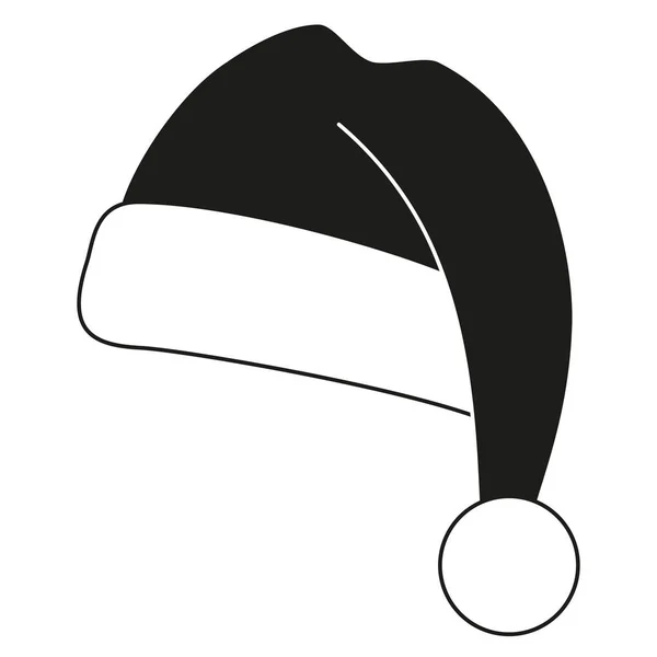 Silhouette chapeau de Noël noir et blanc — Image vectorielle