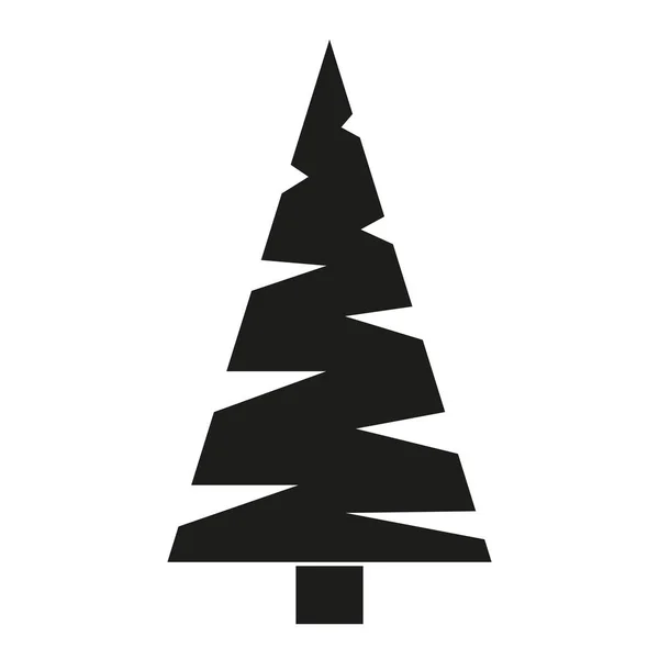 Siyah ve beyaz üçgen köknar ağacı siluet — Stok Vektör