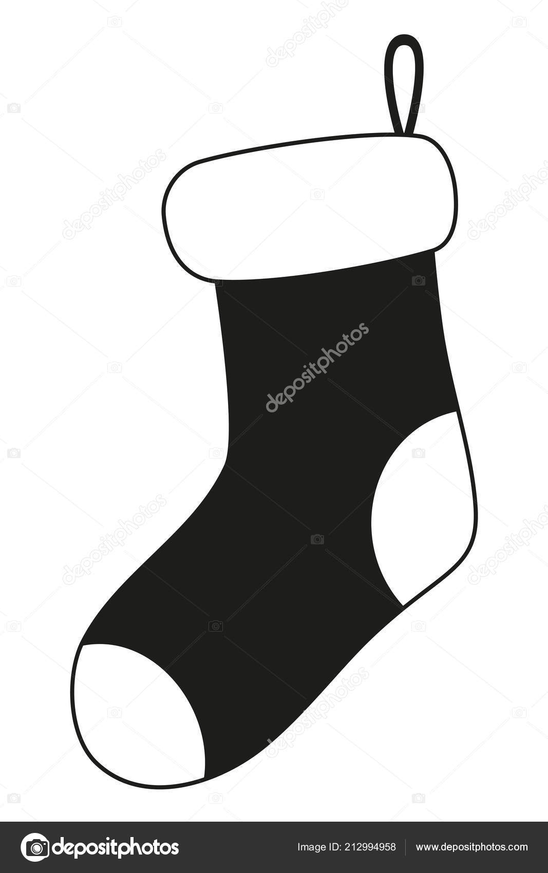 Black and white christmas sock silhouette — Stockov½ vektor