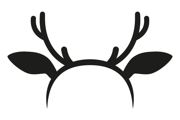 Cappello corna renna bianco e nero silhouette — Vettoriale Stock