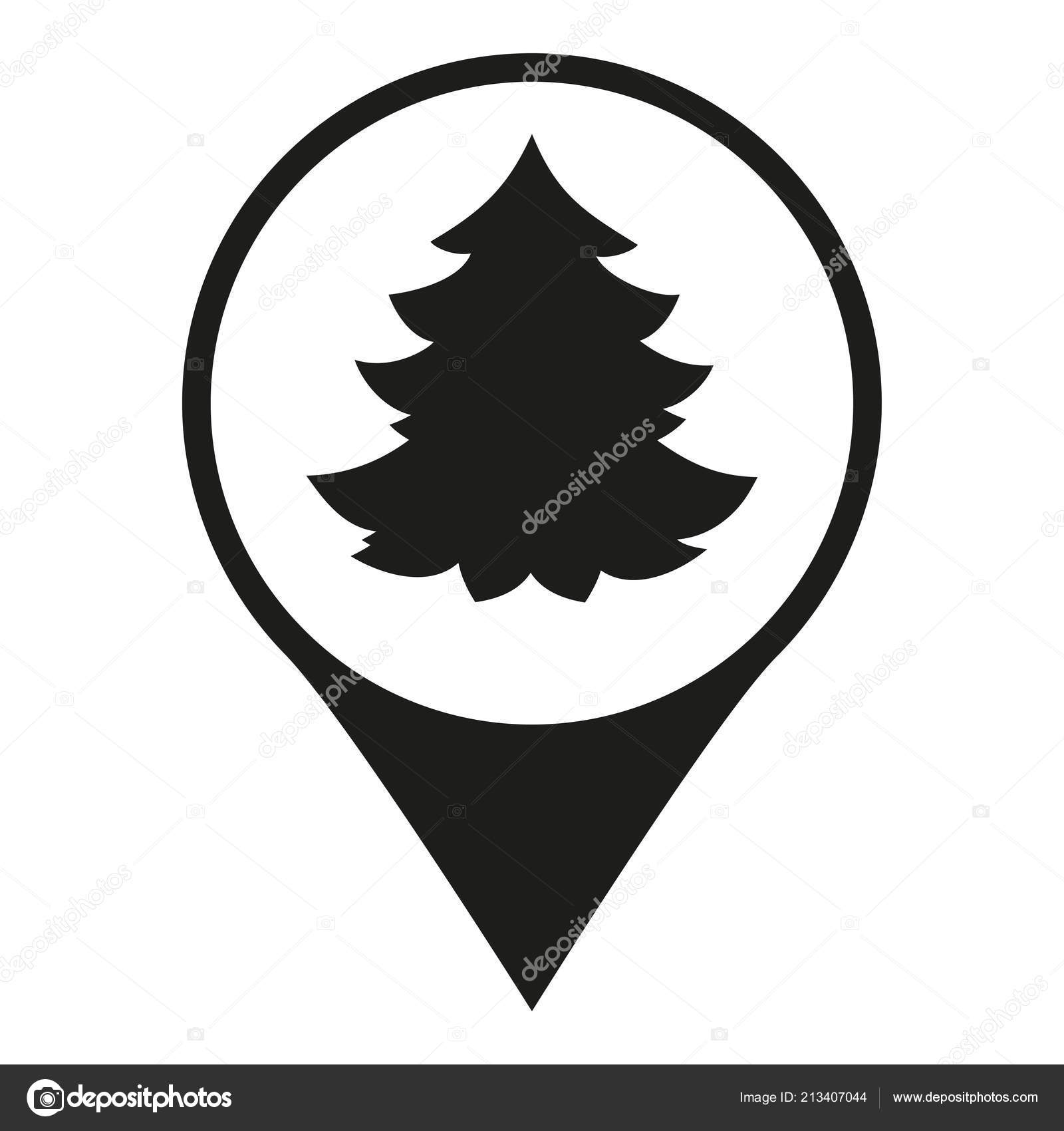 Black and white christmas tree market map sign — Stockov½ vektor