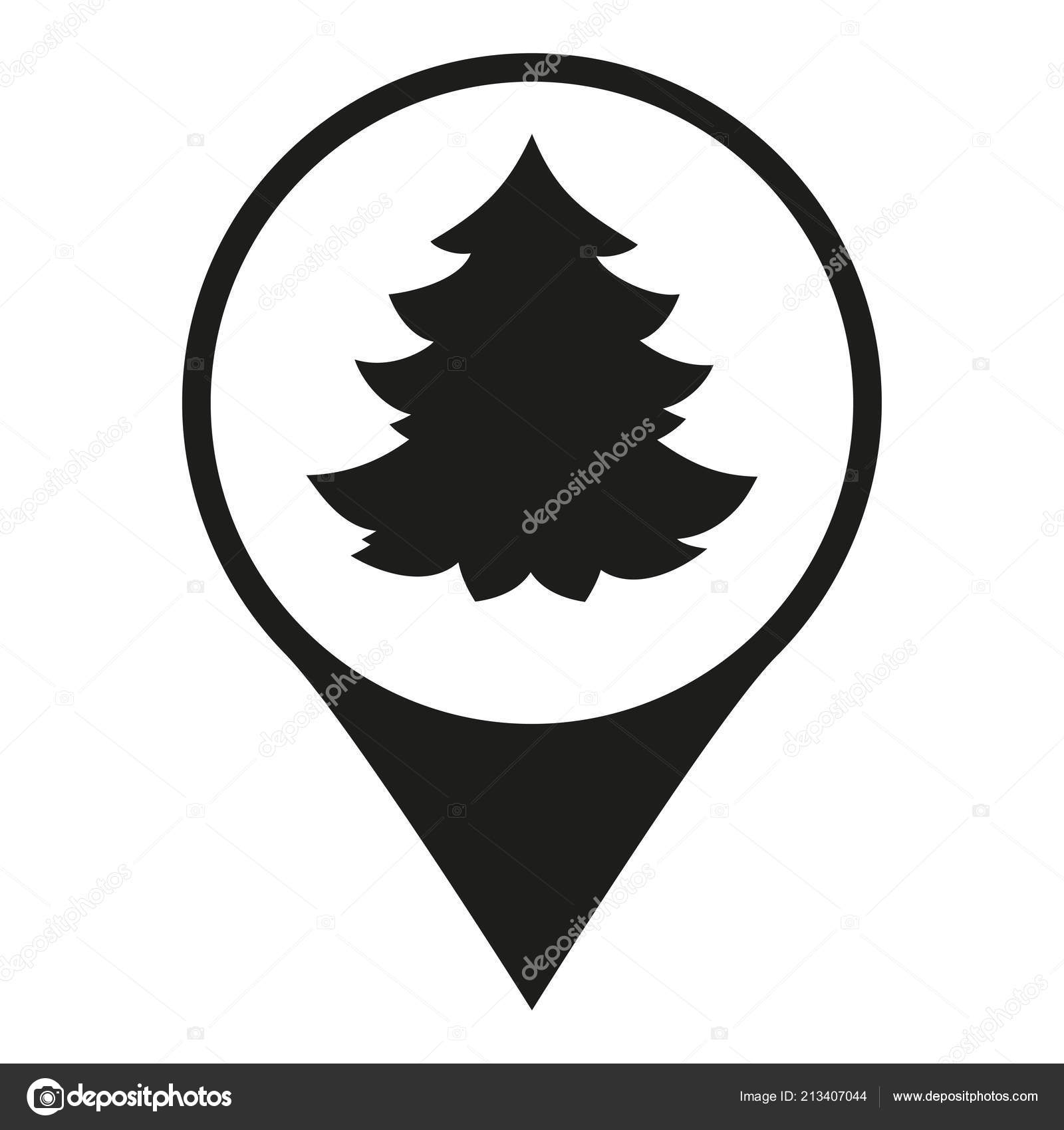 Black and white christmas tree market map sign — Stockov½ vektor